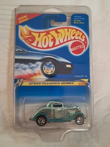 Miniatura Hot Wheels 3-Window '34 Cromado - Speed Gleamer (Blue Card)