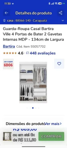 Guarda roupa Solteiro Novo