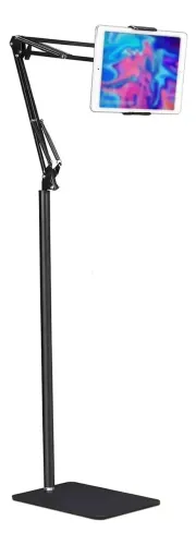suporte de piso para tablet ajustável e giratório pedestal  cor preto mtg-409