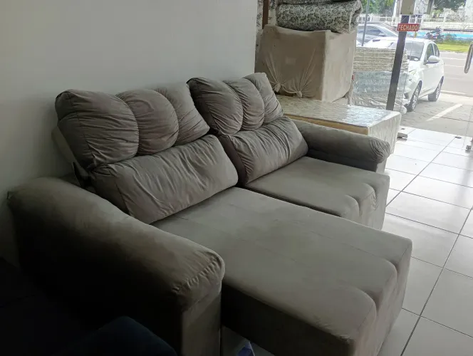 Sofá viver 3 lugares retrátil e reclinável cinza 