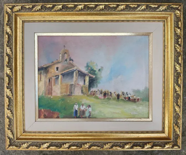 Quadro Original Óleo sobre Tela - "Romeiros" (1995) Nilson Sampaio 