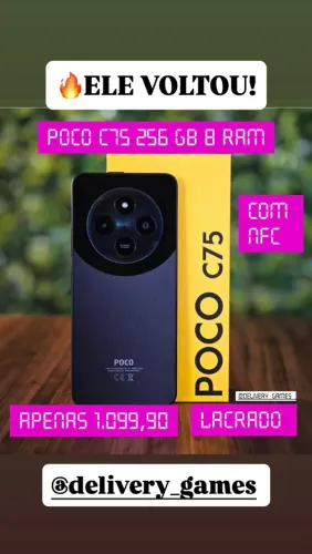 POCO C75 256 GB 8 RAM LACRADO PARC EM ATÉ 12 VEZES