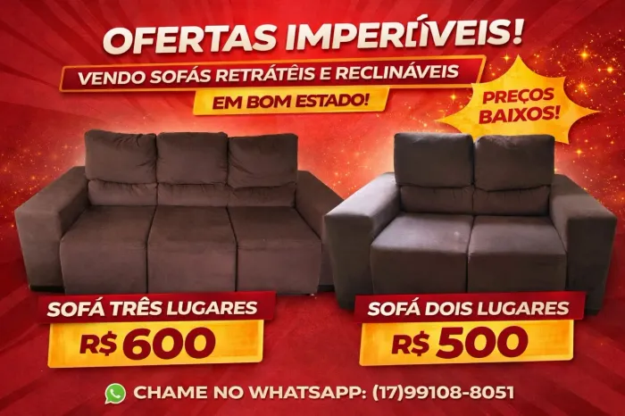 Vendo 2 sofás reclináveis e retráteis