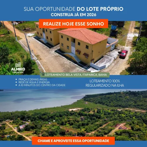 Loteamento Recanto Bela Vista, em Itaparica.<br>
