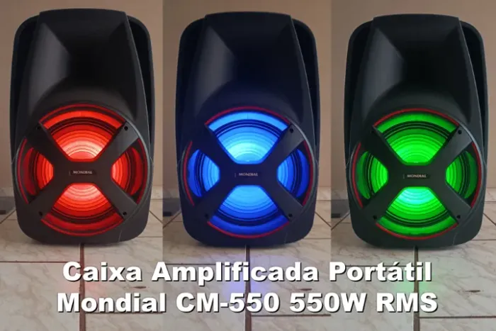 Caixa de Som Amplificada Portátil Mondial CM-550 (550W RMS)