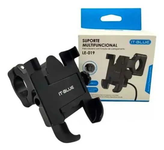 Suporte De Celular Moto Com Carregador Usb Trava Guidão