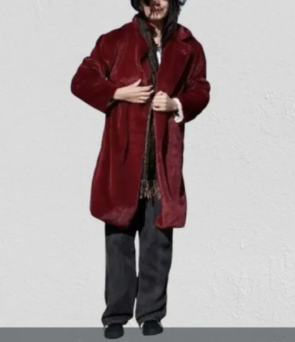 Casaco Feminino Alongado Pele Fake Vermelho Cereja - My Favorite Things