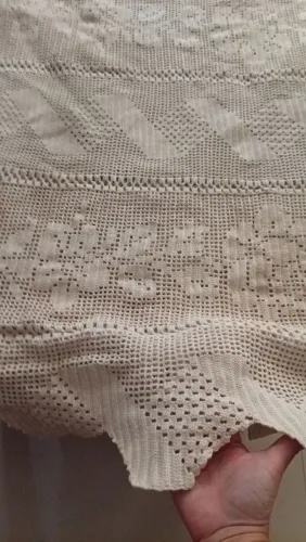 Colcha de crochê antiga feito a mão Queen