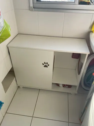 Caixa de areia para gato com porta armário 
