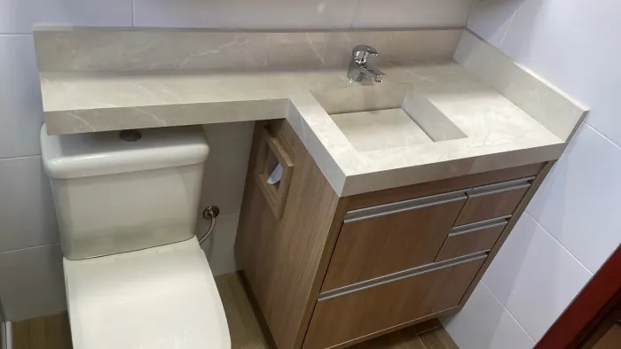 Pia em porcelanato e Nichos a partir de $349,00