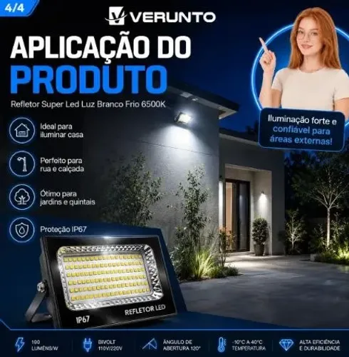 Kit 2 Refletor Super Led 400w Ip67 Holofote Bivolt Prova D'água Branco Frio 6500k Preto
