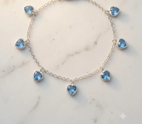 Pulseira Corações Zircônia - Prata - Lúari