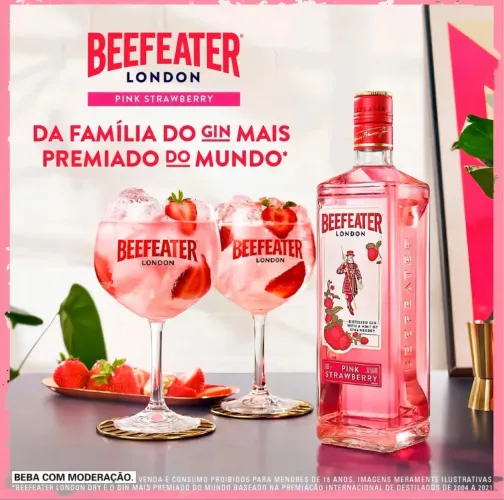 Bebida gin beefeater London pink strawberry