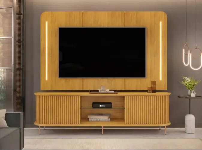 Painel Com Rack Ripado 2,10 Com Led PRONTA ENTREGA