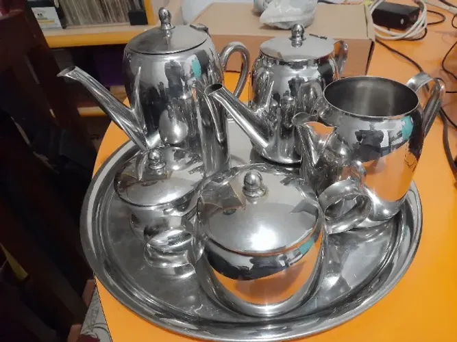 Conjunto de Serviço de Café Fracalanza, em aço inox, antigo, ler a descrição