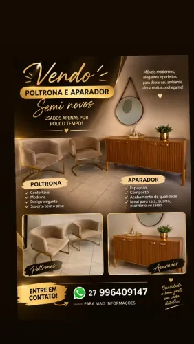 Vende-se aparador e kit poltrona semi novos