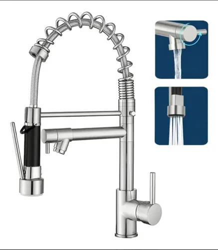 TORNEIRA DE LUXO DUAS SAIDAS INOX NOVA COMPLETA
