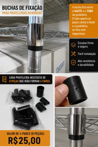 BUCHAS DE FIXAÇÃO PARA PRATELEIRAS ARAMADAS