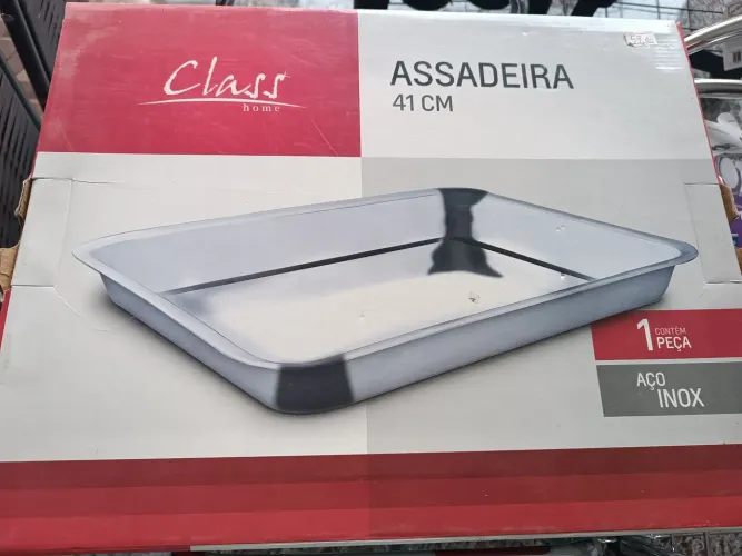 Assadeira 41cm aço inox class home opção de presente de casamento aniversário bodas prata