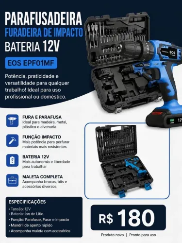 Parafusadeira Furadeira De impacto bateria 12v