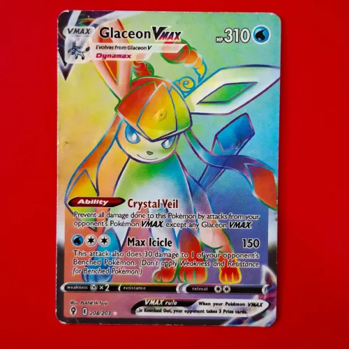 Glaceon VMAX (numeração 208/203) da coleção Espada e Escudo - Céus em Evolução 