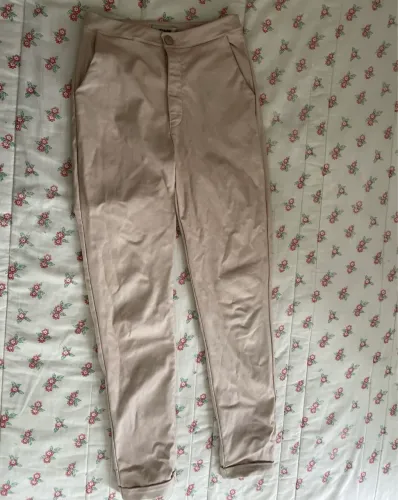 calça ziann skinny couro térmico bege 42