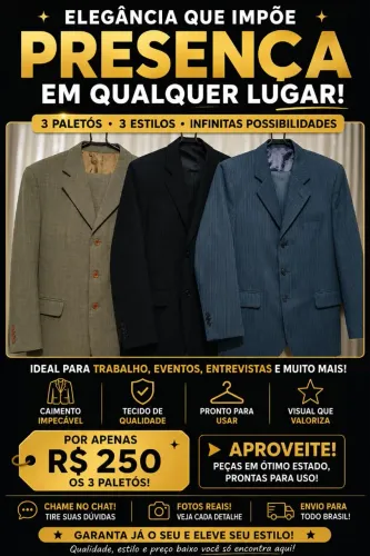 ? 3 PALETÓS ELEGANTES POR APENAS R$ 250! ?
