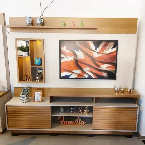 Estante Home Theater Tv 65' Led 200cm Dora L06 Carvalho/off white - montagem grátis