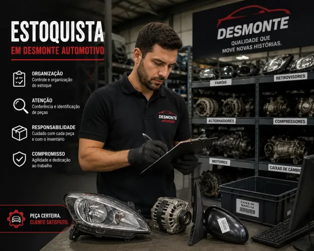 Vaga para estoquista em desmonte automotivo 