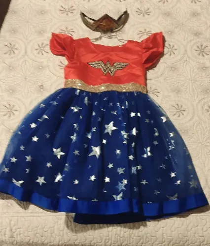 Fantasia Vestido Mulher-Maravilha Luxo Infantil Tam 6