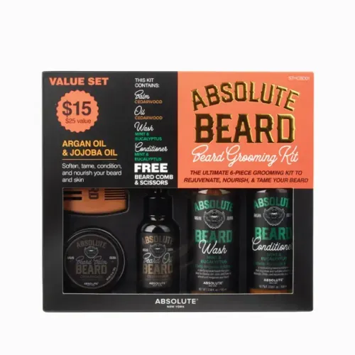 Kit com 6 peças Absolute Beard Grooming Kit (KIT PARA BARBA IMPORTANDO LACRADO) TYCHE