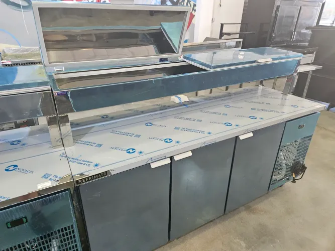 balcão de inox refrigerado 2 metros com condimentadora - novo