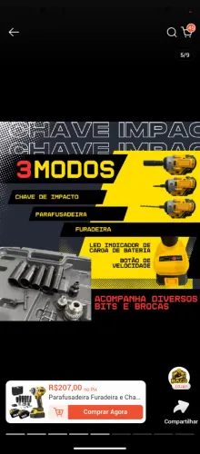 Chave de Impacto se 1/2 88 kg