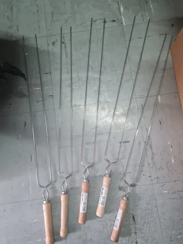 Espeto duplo fino 75cm mor para churrasco 