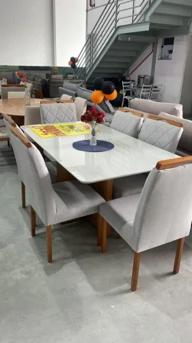 MESA DE JANTAR COM 6 CADEIRAS,1,60X90 (QUEIMA DE MOSTRUÁRIO)
