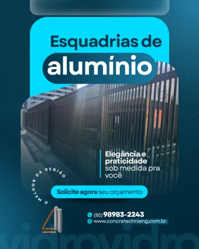 Fabricação de esquadrias de alumínio, vidro e espelho
