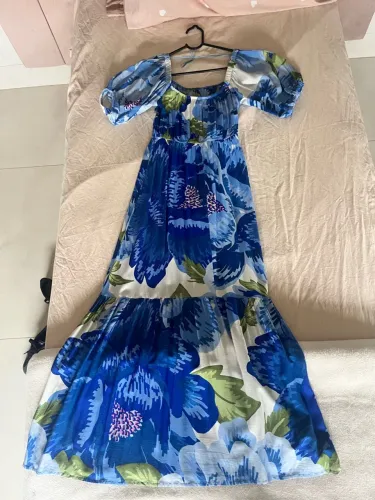 Vestido Mid azul estampado