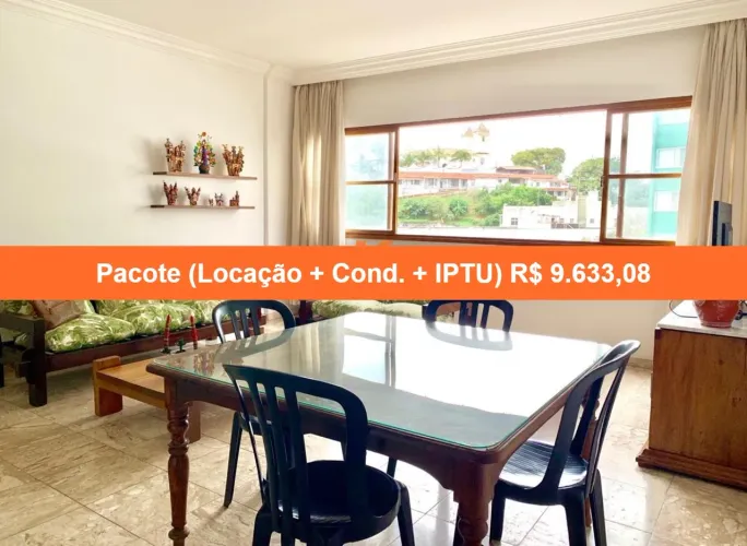 Apartamento para locação na Barra, Salvador-BA: 2 quartos, 1 suíte, 3 salas, 5 banheiros, 