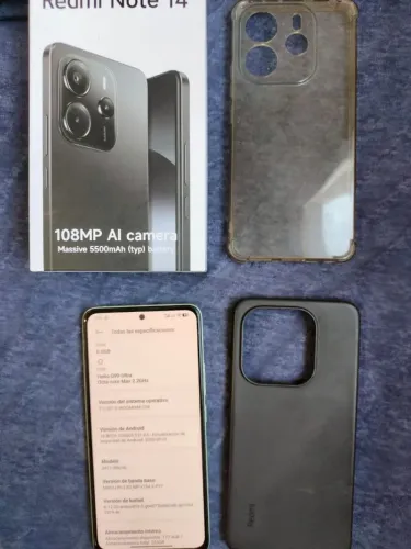 Estou vendendo um celular Redmi Note 14 de 256GB com caixa.