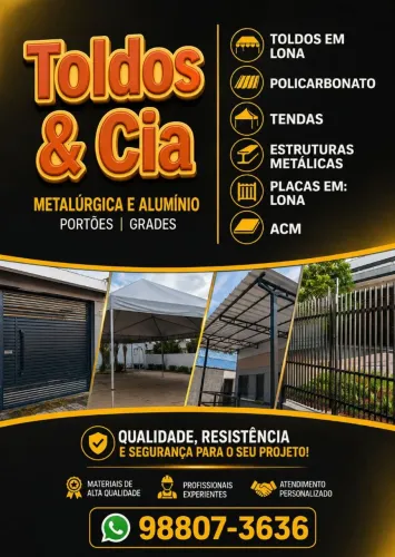 Toldos/ tendas/telhados: com telhas galvanizada ou telhas  PVC/policarbonato /ACM 