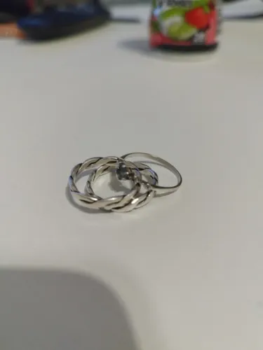 Alianças Prata de compromiso, par e uma com cristal artificial azul