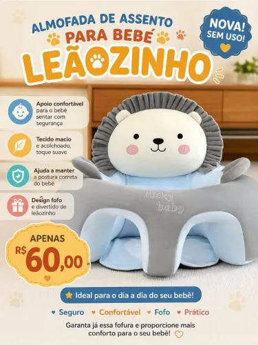 Almofada assento para bebê puff leãozinho