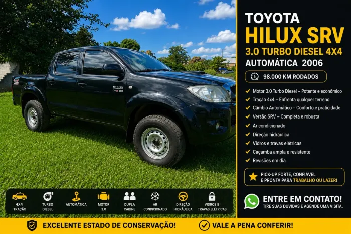 Toyota Hilux CD SRV D4-d 4X4 3.0 TDI Diesel AUT 2006