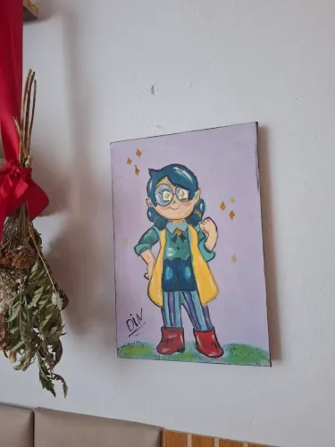 Quadro pintado a mão: Personagem Willow de "A casa coruja"
