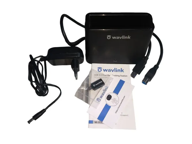 Dock Station Wavlink Dual Bay USB 3.0 P/ HD E SSD SATA 2.5 / 3.5 Na Caixa