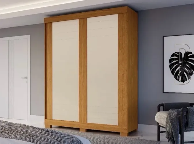 Guarda Roupa Ayla ACP 100% MDF, 02 Portas deslizantes e 02 Gavetas - Entrega Imediata;