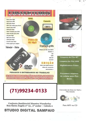 passamos fita VHS para pen drive , CD , DVD , Cartão de memoria