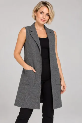 Colete longo cinza feminino