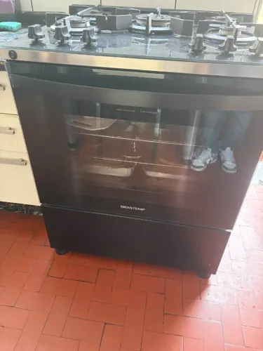 Fogão Brastemp 5 Bocas Preto com Mesa de Vidro e Turbo Chama