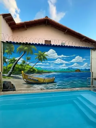Pintura em parede, arte mural para comércio ou decoração